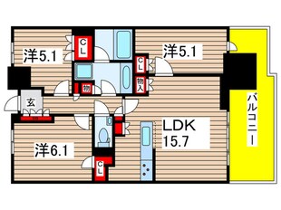 幕張ﾍﾞｲﾊﾟｰｸﾐｯﾄﾞｽｸｴｱﾀﾜｰ(1703)の物件間取画像